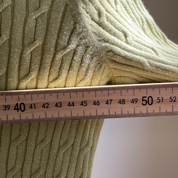 TALBOT'S - Y2K Cable Knit Turtle Neck 100% Pima Cotton - Green / Yellow - Small - Picture 4 of 8
